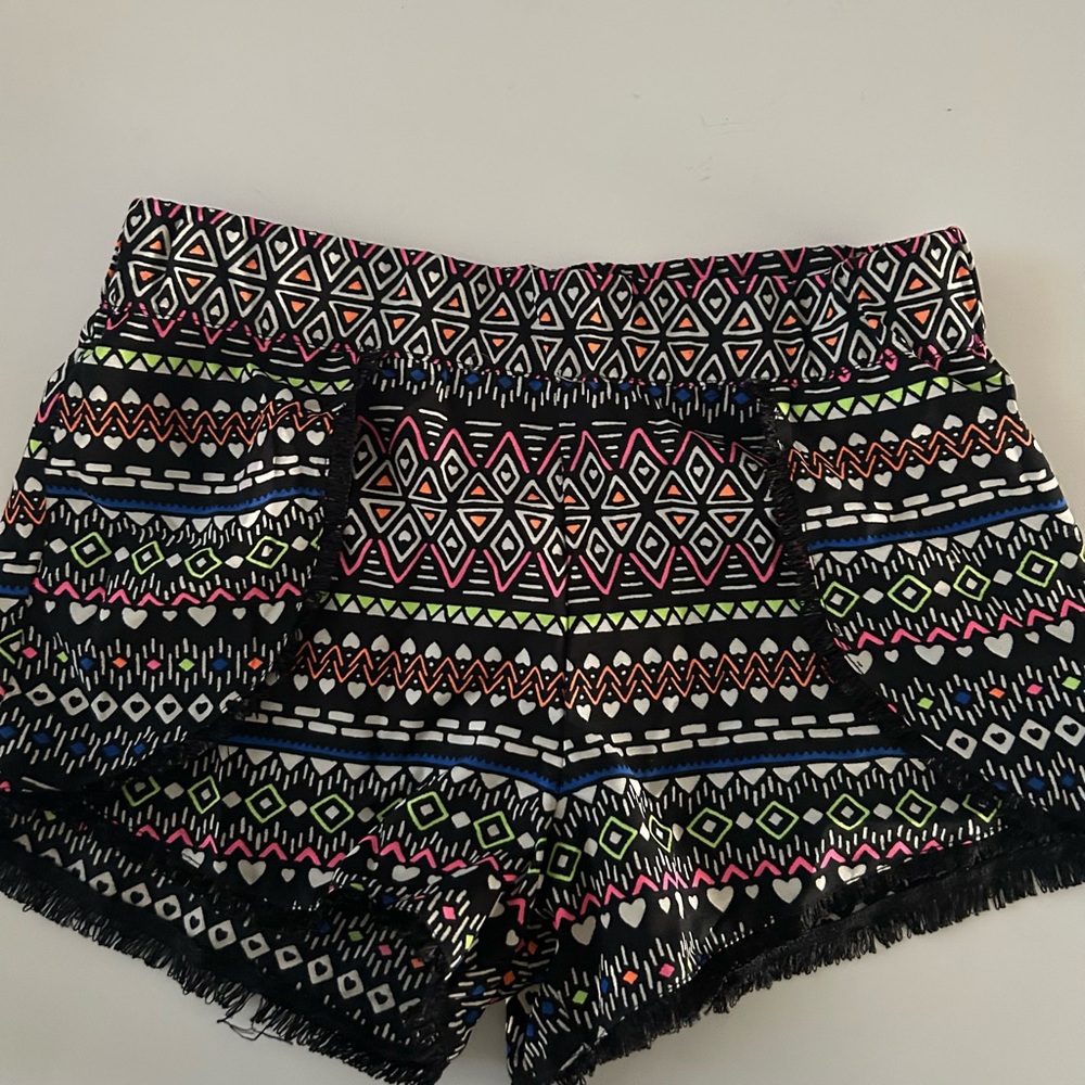 Total Girl Black Geometric High Waist Shorts